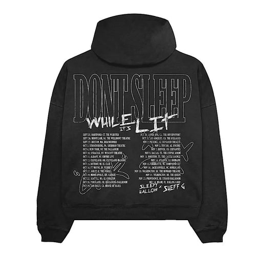 DSWIL tour hoodie with bold streetwear graphic print